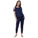HAPPY MAMA Women's Maternity Breastfeeding Lounge Top Joggers Pyjamas Set 1024p 10 Navy With Stars