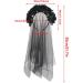 SUNTRADE Women Girls Zombie Bride Black Veil with Flowers Hairband for Halloween Cosplay Wedding Costume Headwear - Buy Online on SooperMarket.com