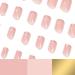 Gold Glitter French Tips Press On Nails - 24Pcs Square Nude Pink False Nail Kit for Women - Reusable Acrylic Gel Nails with Designs - Holiday Gift Set - Buy Online on SooperMarket.com