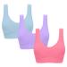 CreoQIJI Corsets & Bustiers For Women Breathable Women's Sports Bra Wireless Sleep Bra 3 Pack/S 6XL Women Small Pink M