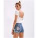COMLIFE Women's Irregular Denim Shorts with Tassels | Mid Waisted | Blue-sl095 - Buy Online on SooperMarket.com