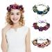 Floral Crown Headband Bride Flower Wreath Crown Flower Garland Headband Hair Wreath Hair Garland Boho Floral Headpiece with Ribbon Rose Flower Bohemian Hair Accessories for Wedding Party Festival Blue - Buy Online on SooperMarket.com