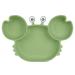 Vicloon Baby Suction Plate Baby Plate Silicone Suction Toddler Plates Self Feeding Training Divided Plate Non Slip Silicone Baby Weaning Plate for Most Highchairs Trays (Green)