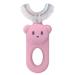 JENPECH Kids U-Shaped Toothbrush - Cartoon Bear Shape - Food Grade Soft Silicone Brush Head 360 Oral Teeth Cleaning Design for Toddlers and Children Pink