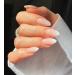LADYING 24 Pcs Gel False Nails Short Handmade Almond Soft Gel Press on Nails French Tip Pattern Gradient White Fake Nails Short with Nail Glue UV Finish Oval Stick on Nails for Women Nails Art 1 count (Pack of 1) gel& white1
