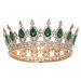 FORSEVEN Queen Crown Rhinestone Wedding Crowns and Tiaras for Women Costume Party Hair Accessories Princess Birthday Crown Crystal Bridal Crown Gold+Green