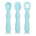 Vicloon Baby Fork and Spoon Set 3Pcs Silicone Spoon Baby Weaning Spoon Set Self Feeding Utensil Easy Grip Toddler Cutlery Kit Soft Baby Spoon for Infant Toddler Children First Led Training Weaning Blue
