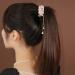 3 Pcs Rose Flower Tassel Ponytail Hair Clips | Vintage High Ponytail Hair Barrettes with Pearl Rhinestone Metal | Chinese Decorative Accessories for Bride Women Girls - Buy Online on SooperMarket.com