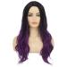 Tseses Long Ombre Purple Curly Wavy Synthetic Wig for Women - Dark Roots Hair Cosplay Halloween Party Daily Full Wig - Buy Online on SooperMarket.com