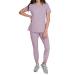Medgear Fleur Women's Stretch Scrub Set with Zip Chest Pocket Top and Knit Rib Cuffs Jogger Pants Lavender Small