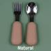 Alimos Stainless Steel Toddler Feeding Spoon and Fork Set - Safe Cutlery for Kids (Natural) - Buy Online on SooperMarket.com