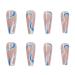 Blue Swirls Coffin Fake Nails - Glossy Acrylic Long Press on Nails for Women - Buy Online on SooperMarket.com