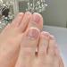 Pink Short Square Fake Toenails with Rhinestones - 24Pcs French False Toenails for Women & Girls - Buy Online on SooperMarket.com