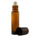 6 Pack - Empty Roll on Glass Bottles STAINLESS STEEL ROLLER 10ml Refillable Color Roll On for Fragrance Essential Oil - Amber Color