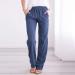 Women's Casual Relaxed-Fit Elastic Waist Linen Pant X-Large Blue | Drawstring Loose Trousers with Pocket - Buy Online on SooperMarket.com