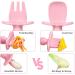 Vicloon Baby Fork and Spoon Set - Silicone Self Feeding Utensil for Infant, Easy Grip Toddler Cutlery Kit - Baby Weaning Spoon for Children - First Led Training - Light Blue-Pink (4pcs) - Buy Online on SooperMarket.com