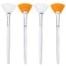 4 Pcs Facial Brushes Fan Mask Brushes, Soft Facial Applicator Brushes Tools for Peel Glycolic Mask Makeup Orange-White