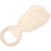Alomejor Baby Wooden Teething Ring - Soothing Cotton Gauze Handle Ears Design Beige - Safe & Natural Infant Relief - Buy Online on SooperMarket.com