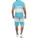 BEUU Men's Summer Casual Sports Set | Short Sleeve Polo Shirt & Shorts | Sky Blue XL - Buy Online on SooperMarket.com
