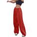 Gufesf Parachute Pants Women, Cargo Pants for Women Baggy Low Waist Y2K Pants Light Baggy Jogger Fashion Relaxed Pants Ak-f-red Medium