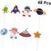 Warmhm Birthday Cupcake Topper 48pcs Set Supplies Birthday Toppers for Cakes Funny Theme Party Cute Baby Shower Cupcake Supplies Pick Cupcake Decorating Topper Child Space Wooden Top Hat - Buy Online on SooperMarket.com