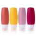 90ml silicone travel bottles set BPA-free 4 pieces of leakage-proof refillable portable for pressing empty accessories container in travel size for toilet articles lotion shampoo conditioner (rose red)