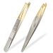 Sularpek Tweezers 2Pcs Eyebrow Tweezers Set Stainless Steel Slant Tweezer Facial Hair Remover for Women and Men 2 PCS