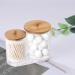 Garta Cotton Swab Holder with Bamboo Lid | Acrylic Qtip Dispenser | Round Cotton Swab Storage Organizer - Buy Online on SooperMarket.com