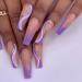 RikView French Press on Nails Long Acrylic Nails Coffin Fake Nails Bling Nails Purple Nails Nude Nails Purple Bling