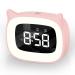 Aoreun alarm clock digital children dual alarm clock with light digital cute cats children's alarm lamp snooze function 18 music 5 brightness mode time -controlled night light alarm clock - pink