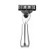 Shaving Razor with PU Storage Bag Safety Beard Razor Portable Metal Manual Mustache Removal Shaving Tool Washable & Detachable 3 Blades Silver