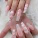 24PCS Gradient Pink Cloud False Nails Full Cover Long Coffin Press on Nails with Rhinestones Design Nails Tips for Party Prom and Women Style C