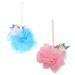 2pcs Unicorn Bath Mesh Shower Balls Pouf Loofahs Wash Ball Exfoliating Bath Sponge Body Cleaner for Children Kids Pink and Blue