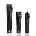 BEZOX Nail Clippers 3 Pcs - Heavy Duty Stainless Steel Straight Toenail Clippers for Thick Fingernail Toenail Curved Blade Nail Cutters For shape Nail Slant nail nipper for Trim Nail Remove Cuticle Black