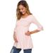 Love2Mi Women Maternity Blouse XL Pink Stripe | Pregnancy Shirt 3/4 Bell-Sleeve | Striped Maternity Clothes - Buy Online on SooperMarket.com
