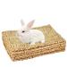 SWSTINLING 3 Pack Rabbit Bunny Mat, Natural Straw Woven Grass Bed Mat Chew Toy Bed for Small Animal Like Guinea Pig Parrot Rabbit Bunny Hamster