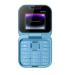 Jhialg Mini-Flip-Handy FM radio language blacklist choice of speed vibration 2SIM for older little phones foldable card display blue