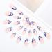 Glossy Almond Press on Nails Blue Line - 24Pcs Medium Oval Geometric French Tips for Women and Girls - Buy Online on SooperMarket.com