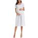 Love2Mi Short-Sleeve Maternity Dress XL - White Grey Stripe | Casual A-Line Midi Pregnant Dress - Buy Online on SooperMarket.com