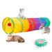 PAOPO Cat Tunnel for Indoor Cat, Cat Toy Tunnel Cat Tube Tunnel 2 Way Collapsible Interactive Peek Hole with Ball Crinkle Cat Tunnel Tube Best for Cat, Kitten, Puppy, Rabbit Play Chase 2 Way-Tunnel