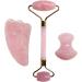 Home Decoration Gua Sha Scraper Board - Rose Quartz Face Massager & Jade Roller Set | Natural Stone Facial Tool for Glowing Skin - Buy Online on SooperMarket.com
