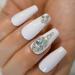White 3D Shiny Holo Gems French Coffin Ballet False Nail Set | Coolnail Press-On Nails - 24pcs/set - Buy Online on SooperMarket.com