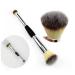 Multifunction Double Head Makeup Brush | Professional Wood Handle for Blush & Eye Powder | Smooth Application | Black & Silver - Buy Online on SooperMarket.com