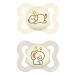 Mam Supreme Night Schnuller in the 2 Set bright baby pacifier for healthy dental and jaw development prevents skin irritation with pacifier box 0-6 months dog/elephant beige-tartrosa/beige 0-6 months/night