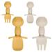 Vicloon Baby Fork and Spoon Set 4Pcs Silicone Self Feeding Utensil Easy Grip Toddler Cutlery Kit Infant Toddler Children First Led Training Weaning Baby Weaning and Feeding Spoons(Apricot-Yellow)