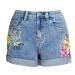 COMLIFE Women's Summer Holes Shorts Irregular Denim Shorts Tassels Denim Pants Mid Waisted Shorts Blue-sl095 Medium