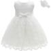 AHAHA Baby Girls White Flower Dress - 12 Months | Perfect for Christening, Wedding & Parties - Buy Online on SooperMarket.com