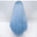 SHIYID Blue Wig for Women | Synthetic Lace Front Wig with Brown Roots | Long Straight Light Blue Hair - Buy Online on SooperMarket.com
