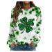 Womens St Patricks Day Tops Dressy Casual Heart Pattern Tshirt Raglan Sleeve O Neck Tee Loose Trendy Tshirts 3-green Large
