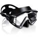 Adult Pano 3 Window Scuba Diving Mask - Anti-Fog Swim Goggles with Nose Cover | Tempered Glass Snorkel Dive Mask for Snorkeling, Freediving, Swimming - Black - Buy Online on SooperMarket.com